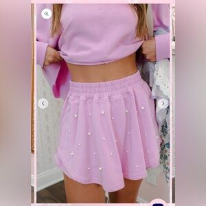 Tipsy Ricki’s Libby Pearl Embellished Cropped Set Pink